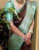 Picture of Brown and sea green color vintage saree