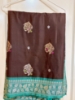 Picture of Brown and sea green color vintage saree