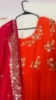 Picture of Orange and pink sequin party wear long frock