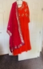 Picture of Orange and pink sequin party wear long frock