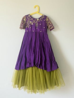 Picture of Purple embroidered partywear frock 5-6y