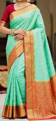 Picture of New Pure Mysore Silk Checks saree and blouse
