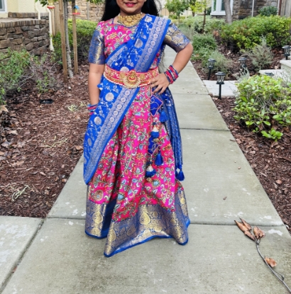 Picture of Kalamkari langa with benarasi voni 6-8y