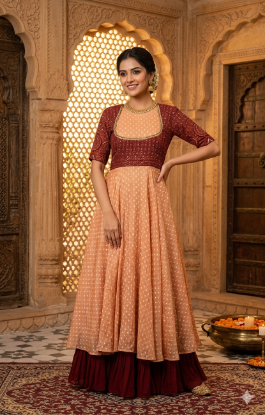Picture of Never worn High end designer georgette tissue and chikankari dress