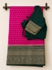 Picture of Beautiful Pink and green combo georgette banaras saree 