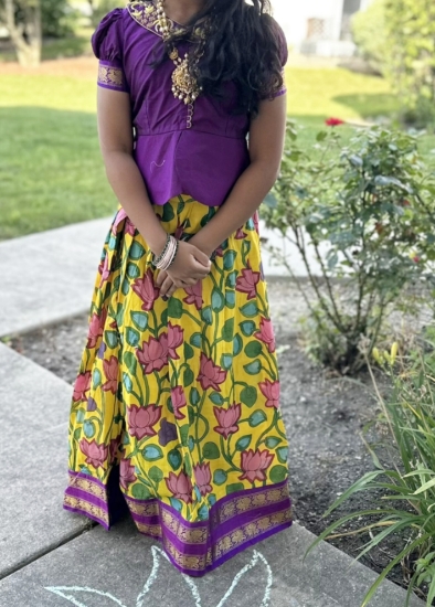 Picture of Kalamkari lehanga with maggam work blouse 8-9Y