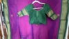Picture of Dark magenta & Emerald Green Silk Saree with custom Blouse 