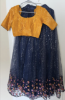 Picture of Combo: Teal blue lehenga with velvet crop top and Navy blue netted lehenga with benaras blouse