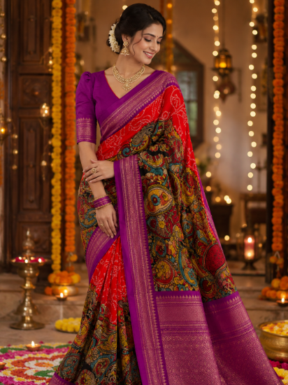 Picture of Handloom Gadwal Pattu Bandini Saree