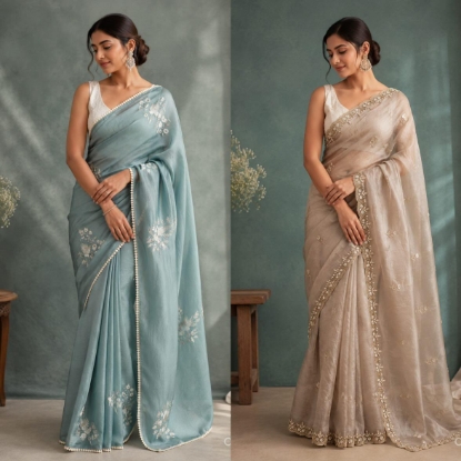 Picture of New Russian silk sarees-set of 2