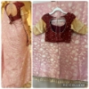 Picture of New vintage pink Banarasi silk Saree with matching maroon and gold blouse