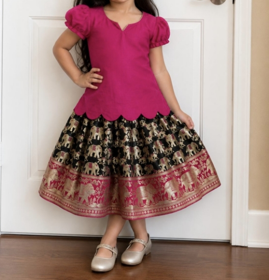 Picture of Black and pink lehenga 2-3 years