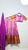 Picture of PL737 onion pink tissue pattu lehenga with banaras duppata.