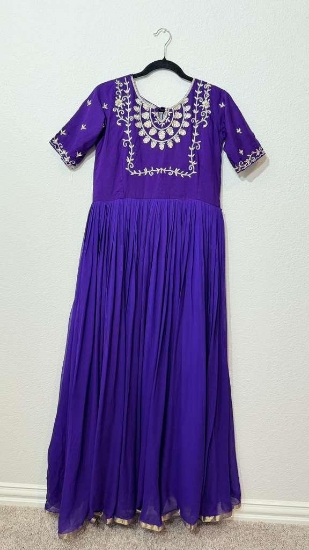Picture of PL745 purple maggam work long frock
