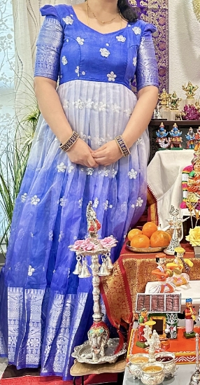 Picture of PL746 organza dual shade long frock