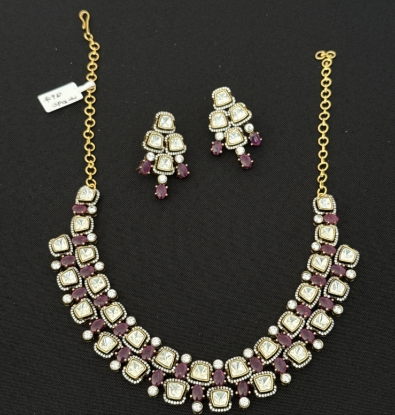 Picture of Moissanite kundan and ruby set 