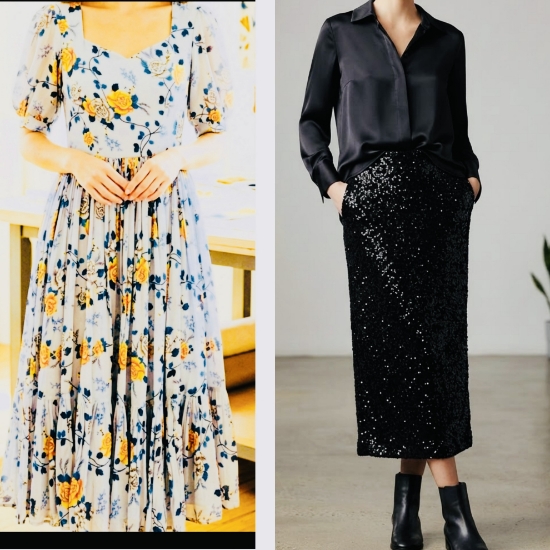 Picture of Combo : Midi dress & sequin skirt set 