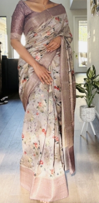 Picture of Pure Chinon silk Saree 