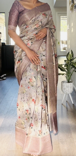 Picture of Pure Chinon silk Saree 