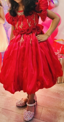Picture of Wine Red Gown with Handcrafted Rose Embellishment 4-5y