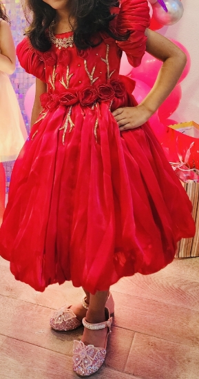 Picture of Wine Red Gown with Handcrafted Rose Embellishment 4-5y