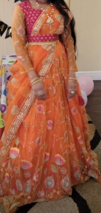 Picture of Party wear lehenga perfect for Telugu events and home gatherings.