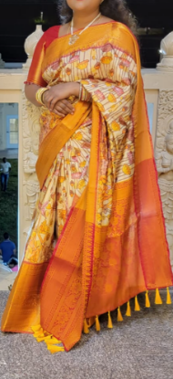 Picture of Semi kanchi saree with blouse for Size L