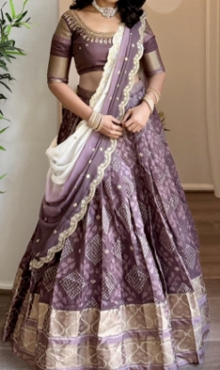 Picture of Classy halfwhite and light wine color lehanga 