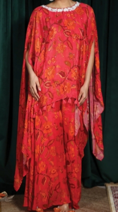 Picture of Taruni rani pink chinnon fusion set