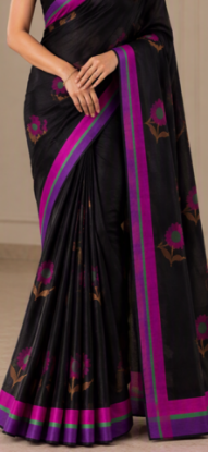 Picture of Kota saree in black color giving handloom vibes